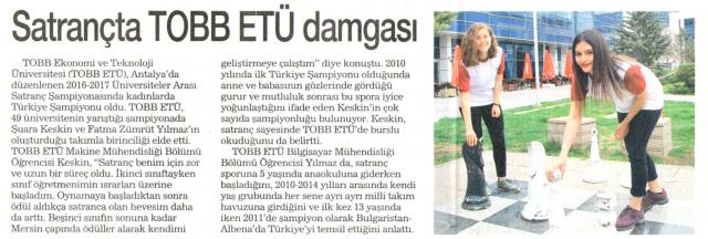  Türkiye Üniversiteler Arası Satranç Turnuvasında Şampıyonun Adı TOBB ETÜ